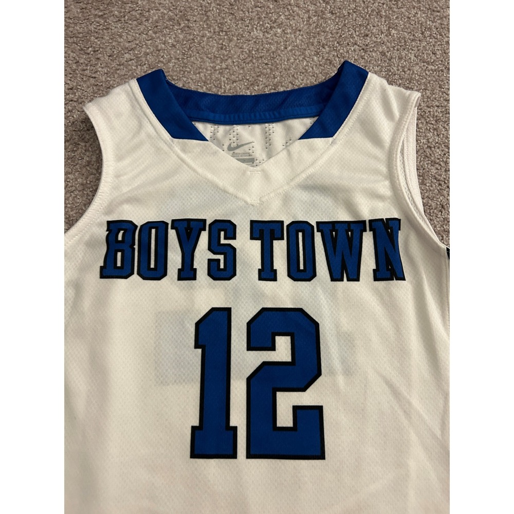 Nike Boys Town Basketball Jersey Mens Small White Blue #12‎ Excellent Sleeveless - Picture 4 of 7